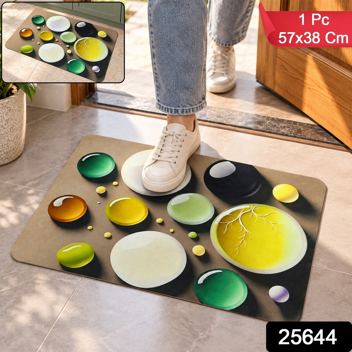 Wukusy bubble print decorative floor mat for indoor home entrances, 57 x 38 cm