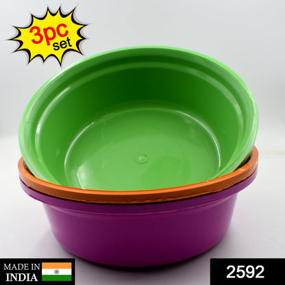 2592 Household Storage Plastic Round Bowl  Tub  Basket  Bucket Set - Pack Of 3