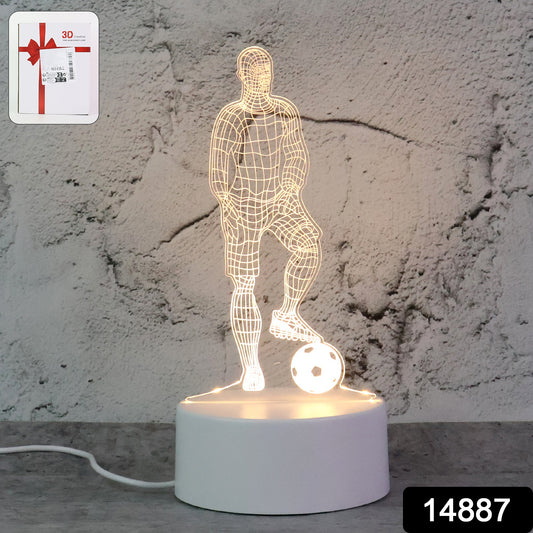 3d Illusion Led Night Lamp With Football Player Design