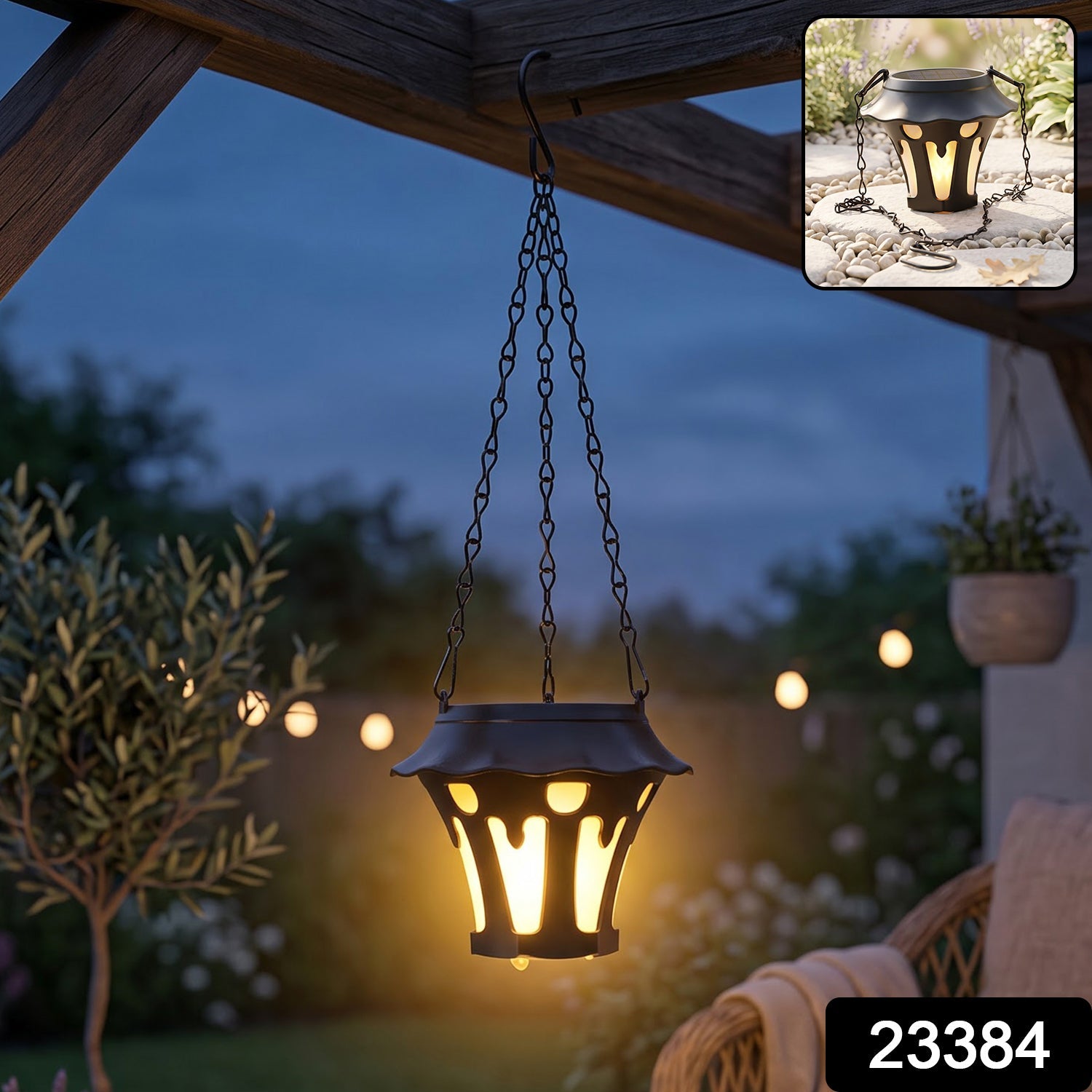 Solar Powered Outdoor Hanging Lantern For Garden Patio And Balcony Decor (1 Pc)