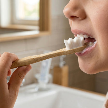 Natural wooden handle toothbrush with case by Wukusy, featuring eco-friendly design and compact storage for oral hygiene.