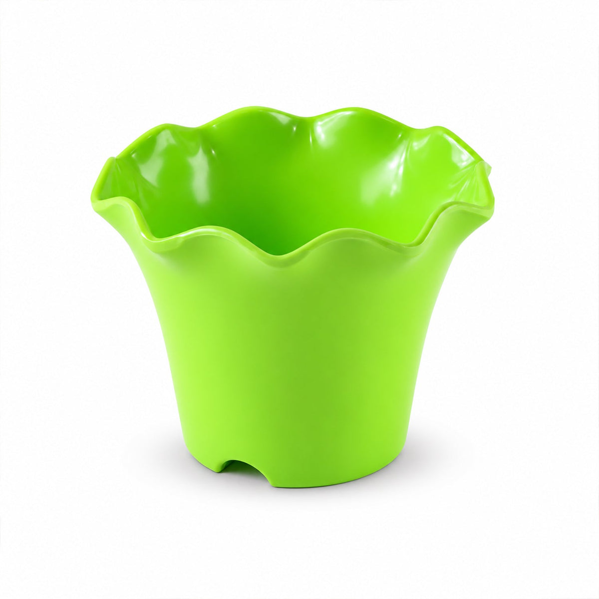 Decorative Plastic Flower Pot Planter With Wavy Rim For Home Garden (1 Pc)