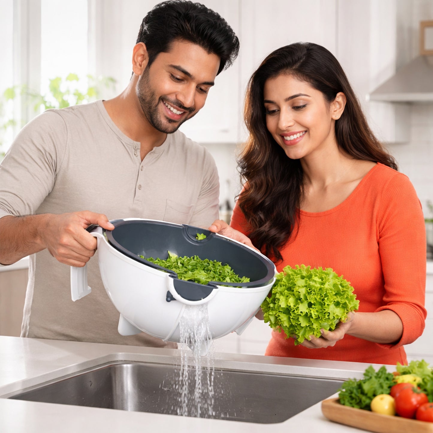Multipurpose 2 In 1 Vegetable Washing Bowl With Strainer (1 Pc)
