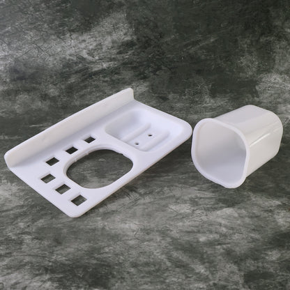 3in1 Wall Mounted Multi-compartment Toothbrush  Soap Holder With Cup (1 Pc)