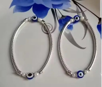 Trendy Evil Eye Women Anklet | Adjustable Silver-Plated Alloy with Agate Stone | Free Size