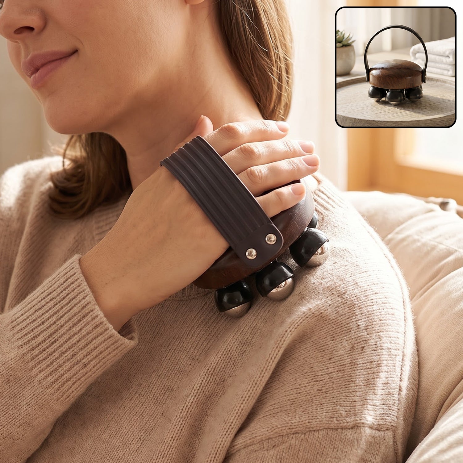 Plastic Roller Body Massager With Hand Strap For Neck Shoulder And Back (1 Pc)