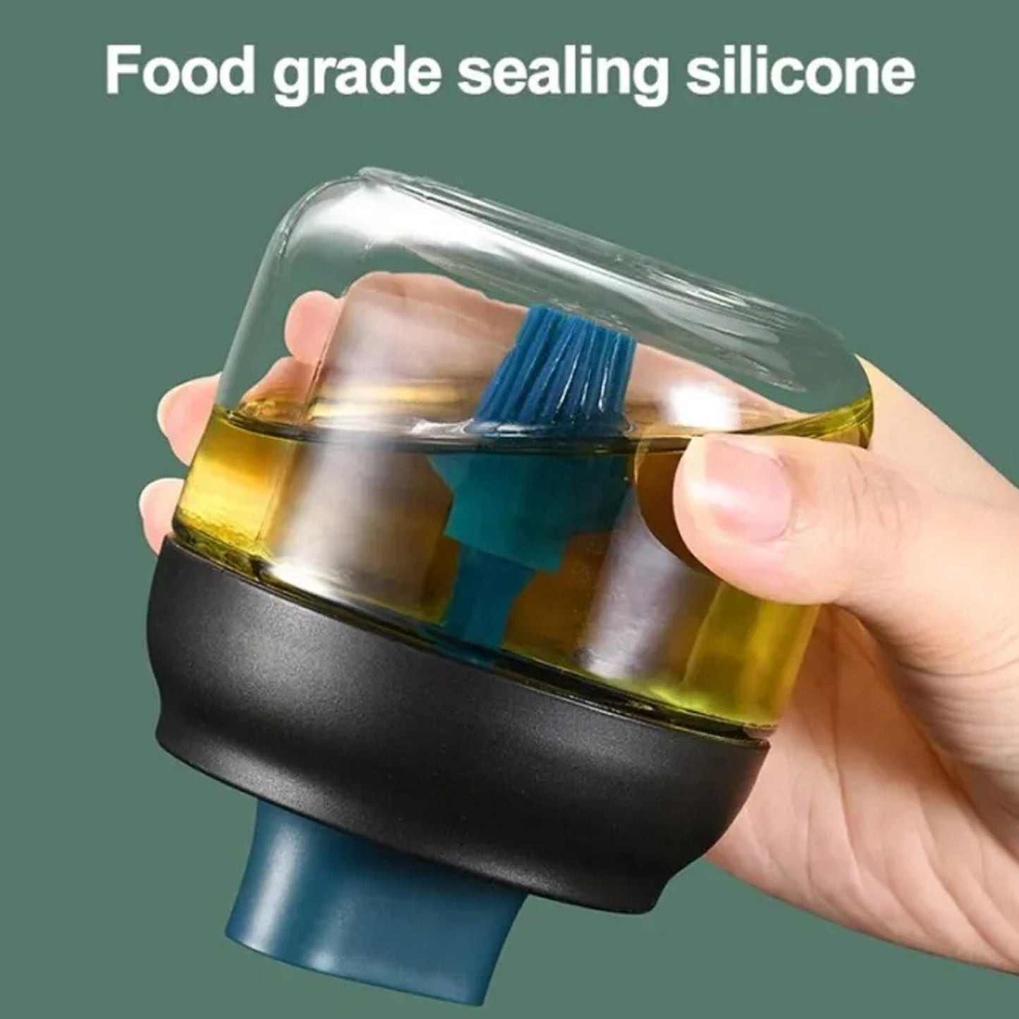 280 Ml Round Glass Oil Dispenser With Silicone Brush For Kitchen Cooking (1 Pc)
