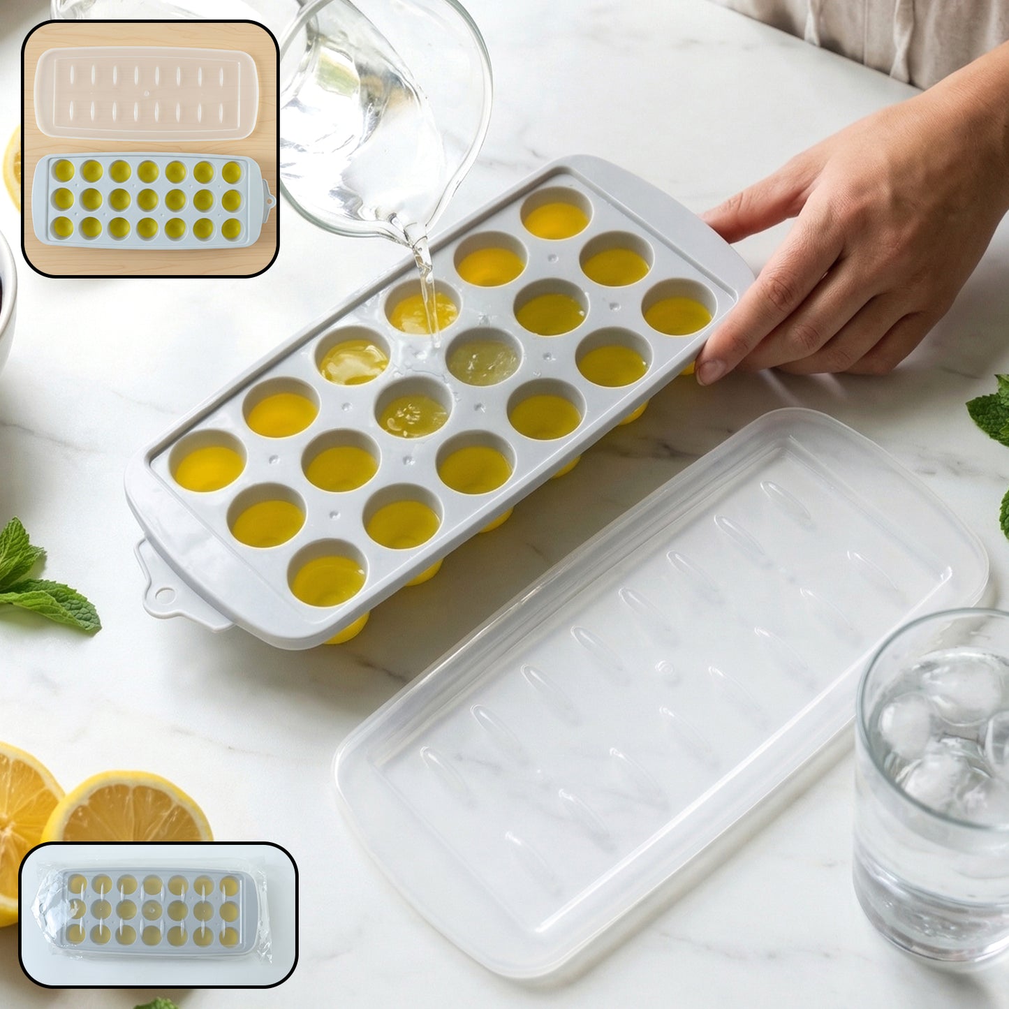 Round Ball Ice Cube Tray With Lid 21 Grid Ice Mold Tray (1 Pc)