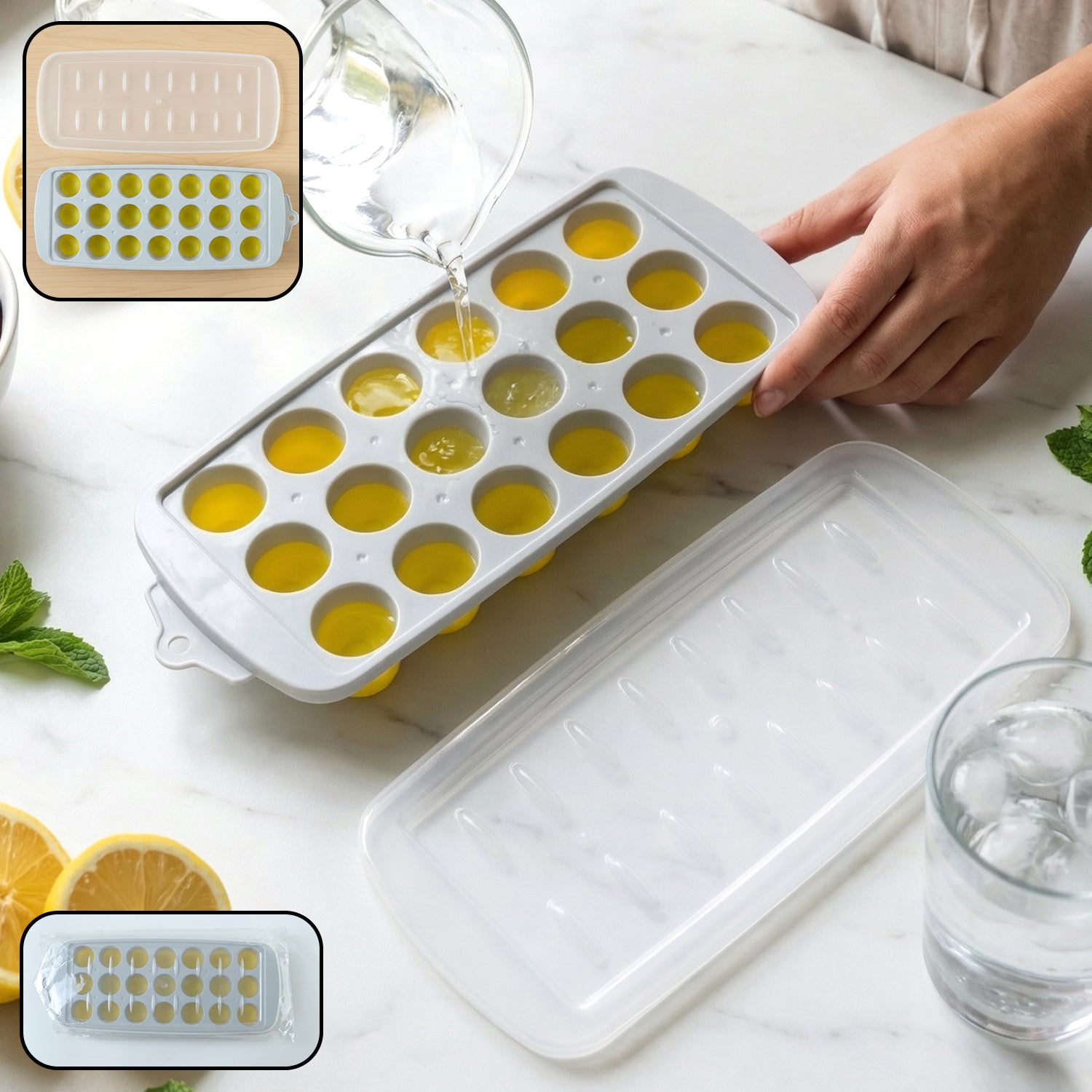 Round Ball Ice Cube Tray With Lid 21 Grid Ice Mold Tray (1 Pc)