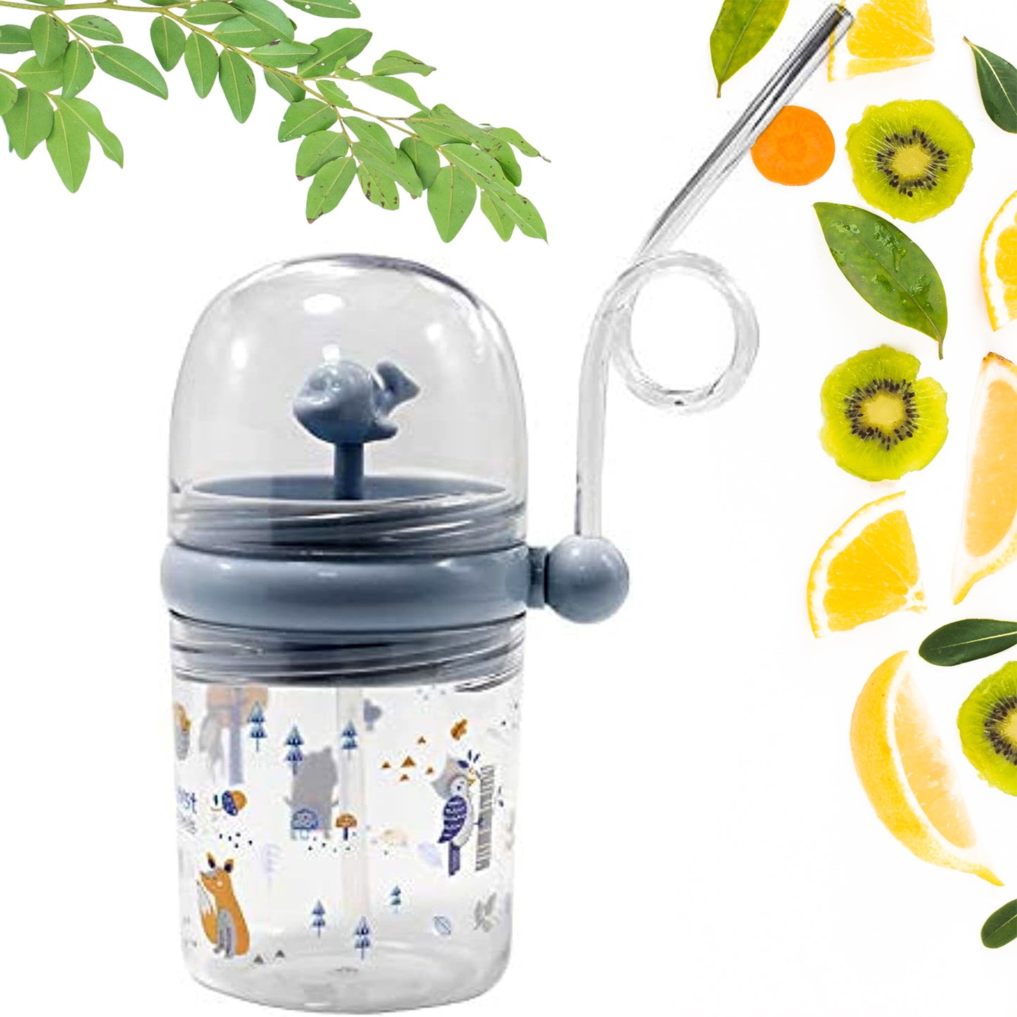 Wukusy baby sippy cup with straw, lid, whale design, spill-proof toddler tumbler for drinking water, ideal for birthday gifts