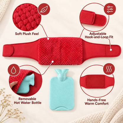 Wukusy soft plush adjustable waist warmer belt with pocket, ideal for comfortable indoor wear, shown in a cozy, plush fabric.