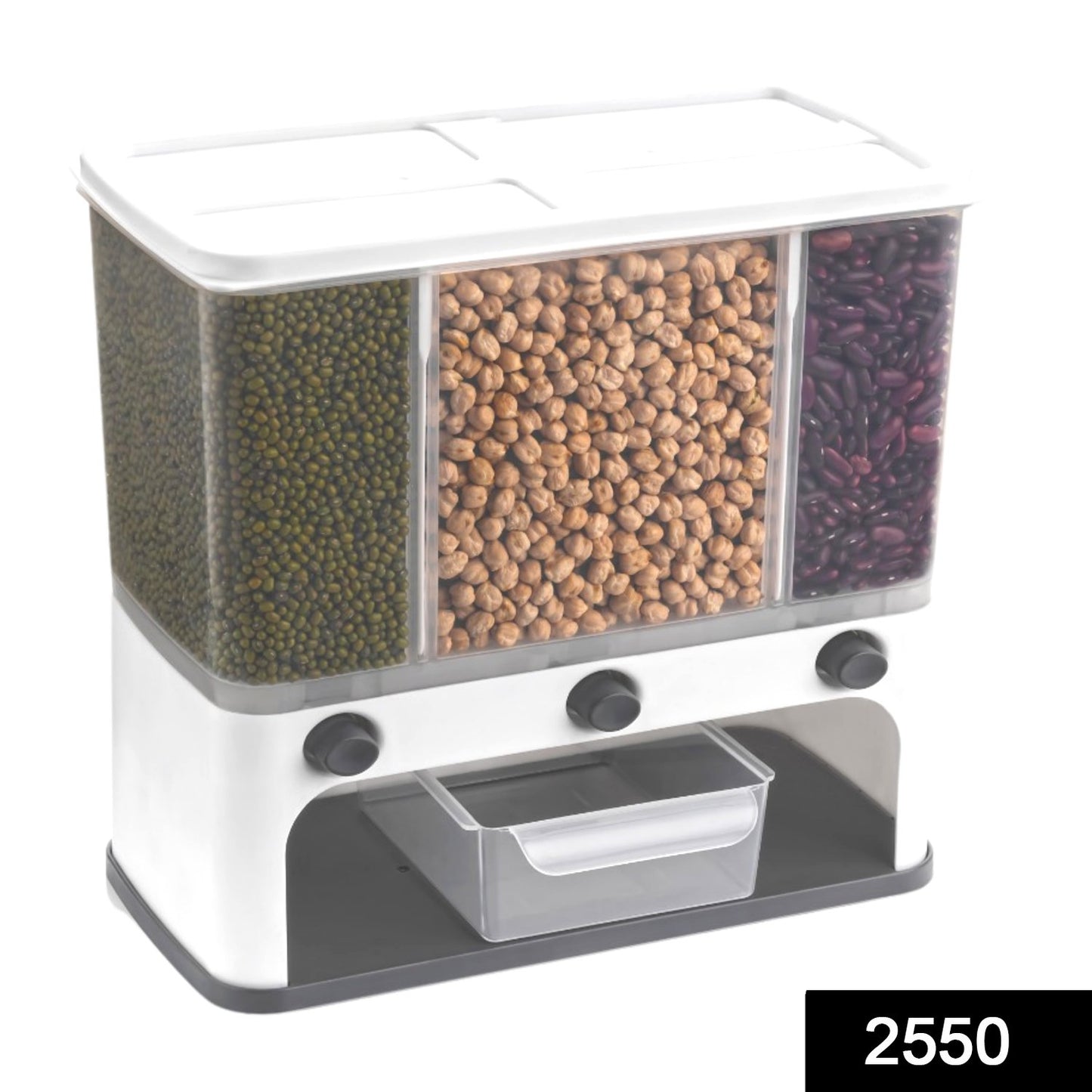 2550 Easy Flow Cereal Dispenser For Kitchen 3 In 1 Push Button Wall Mount Container