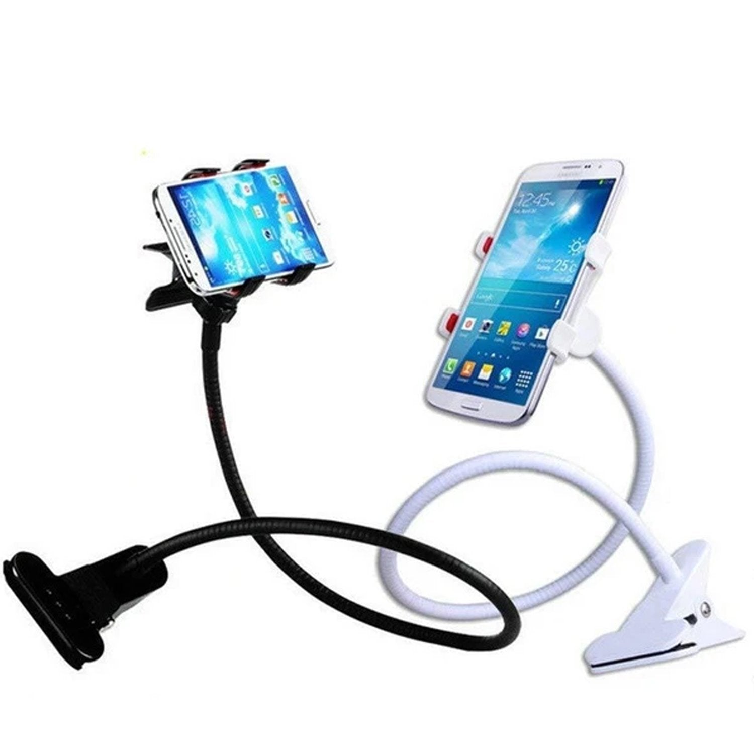 Wukusy 360-degree flexible foldable metal lazy stand bracket for mobile devices, showing adjustable design and sturdy construction.