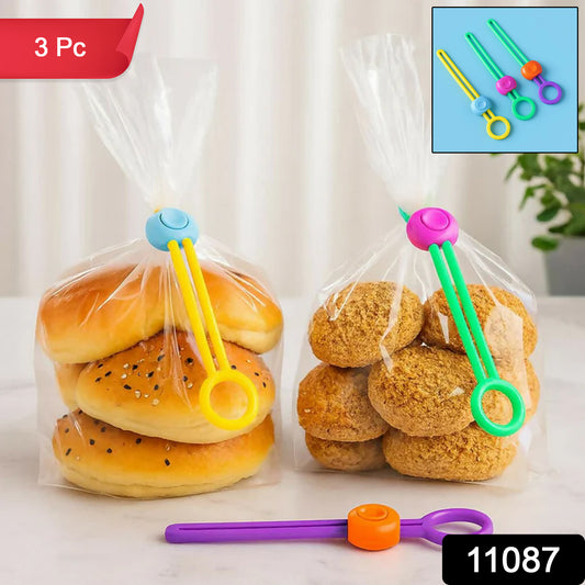 Wukusy reusable silicone food bag sealing clips with locking mechanism for kitchen storage, set of 3 in the image