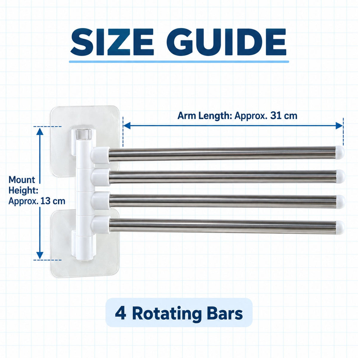 Four Bar Swivel Wall Mounted Towel Rack For Bathroom And Kitchen (1 Pc)