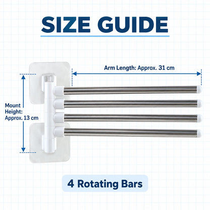 Four Bar Swivel Wall Mounted Towel Rack For Bathroom And Kitchen (1 Pc)