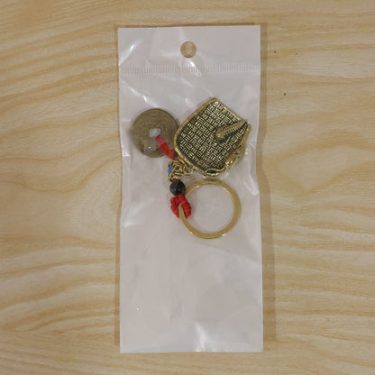 Copper Plated Dustpan Pendant Keychain Feng Shui Lucky Coin Bag Charm (1 Pc)