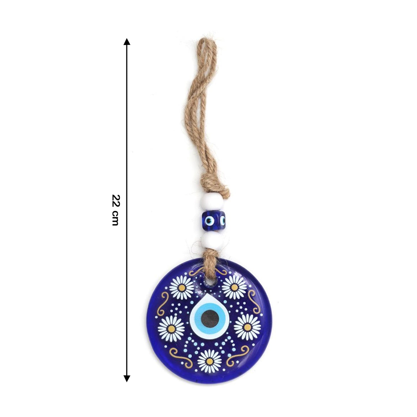 Decorative Evil Eye Wall Hanging Nazar Protector Charm With Beads Wind Chime (1 Pc)