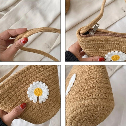 Stylish Jute Crossbody Sling Bag (1 Pc 17x23 Cm)