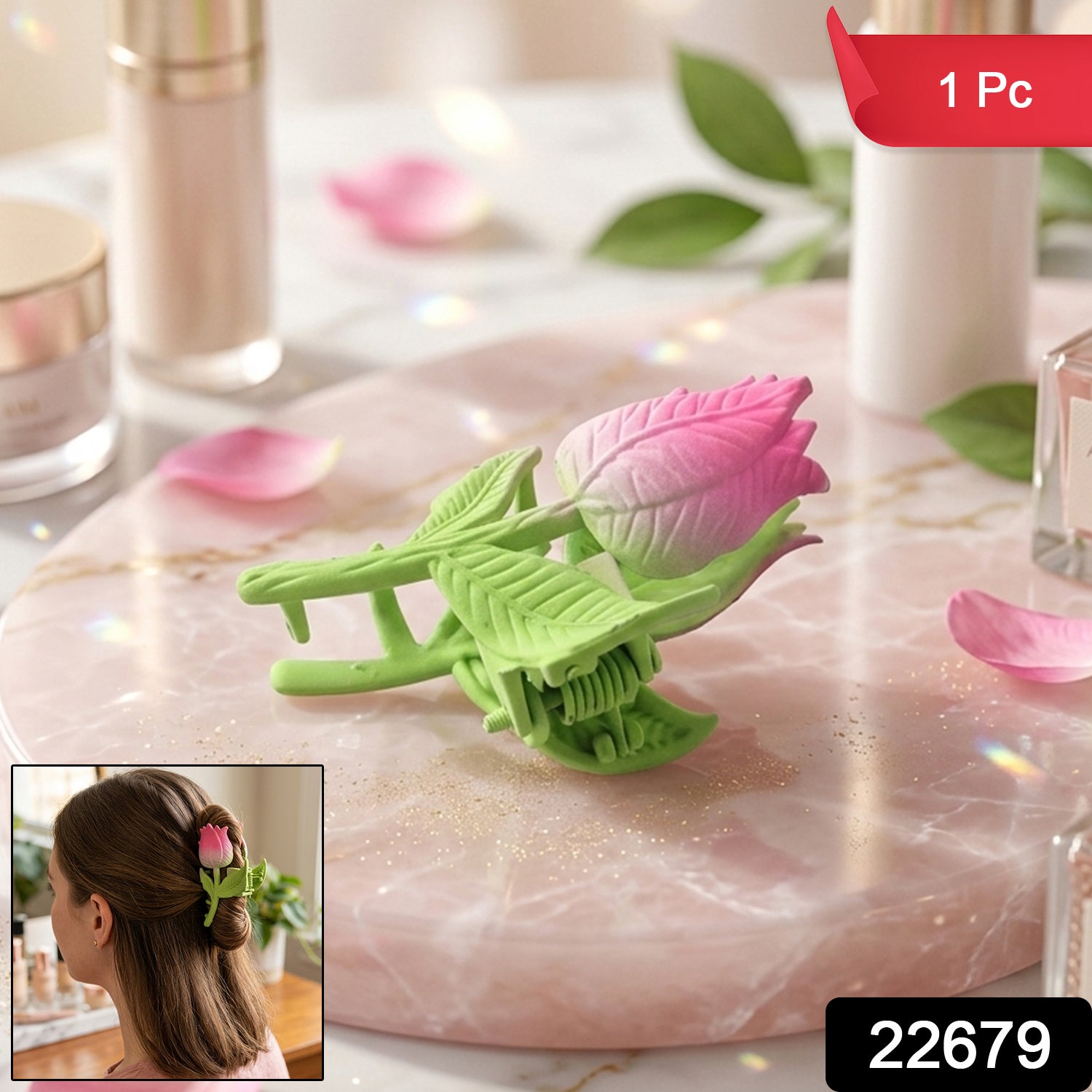 Elegant Rose Flower Design Hair Claw Clip (1 Pc)