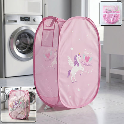 Foldable Kids Laundry Basket Unicorn Hamper Bag (1 Pc 36x36x58 Cm)