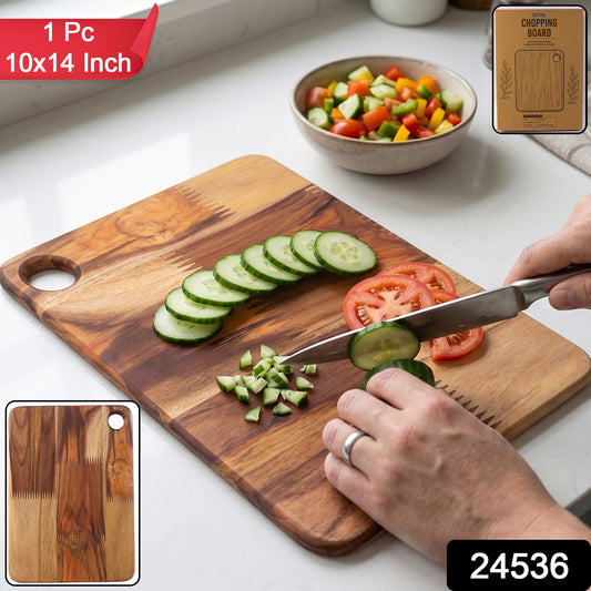 Wooden Wukusy chopping and cutting board, 10x14 inches, ideal for kitchen food prep, with a smooth natural wood finish.