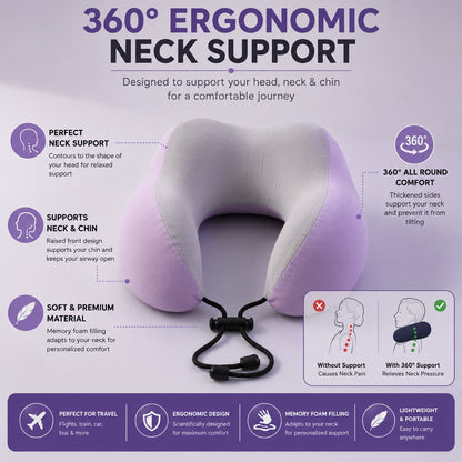 U Shaped Travel Neck Pillow With Ergonomic Support For Flights And Travel (1 Pc)