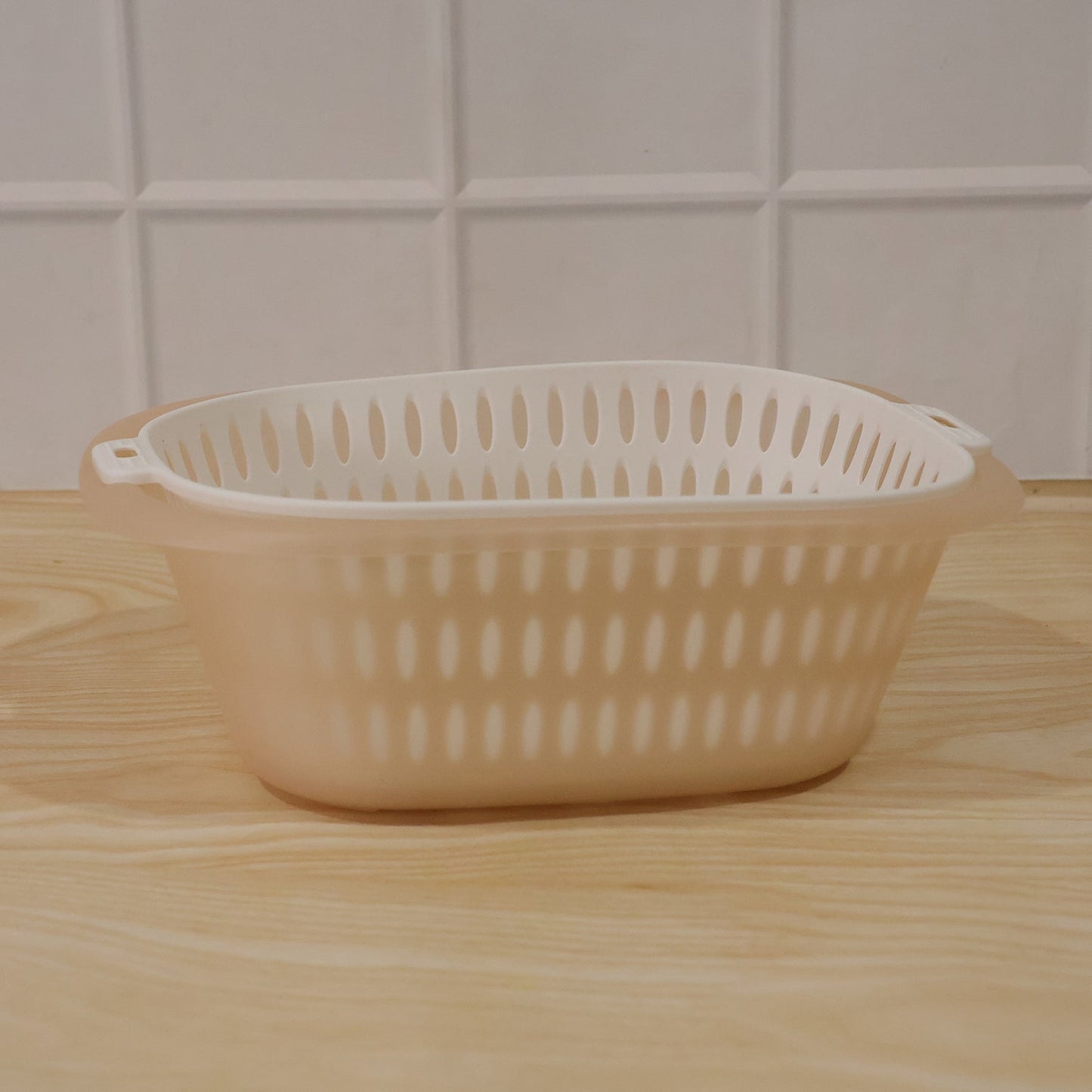 2 In 1 Plastic Double Drain Basket Strainer Washing Bowl Colander (2 Pc Set)