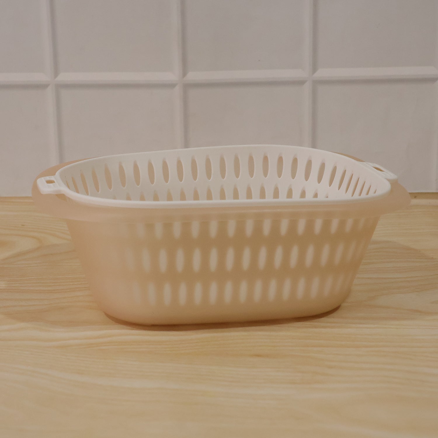 2 In 1 Plastic Double Drain Basket Strainer Washing Bowl Colander (2 Pc Set)