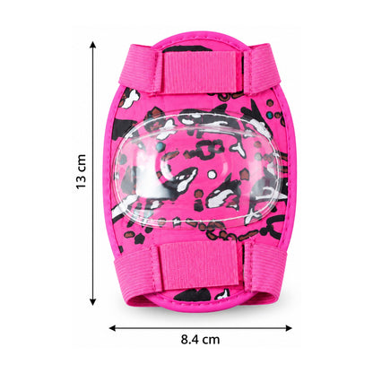 Wukusy adjustable kids elbow protection pads for cycling, skating, and scooter play, shown in a pair with colorful straps and padding