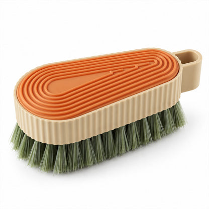 Wukusy multipurpose cleaning brush with textured grip, suitable for shoes and tiles, shown with bristles and ergonomic handle.