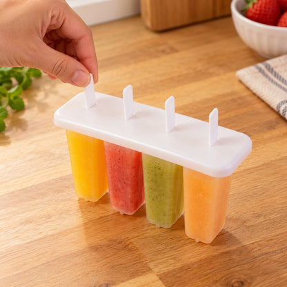 Reusable Ice Cream Popsicle Mould With Lid And Removable Sticks (4 Mold)