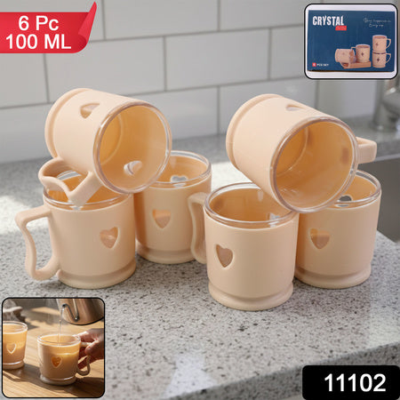 Elegant Heart Design Mini Tea  Coffee Mug Set (100ml 6 Pc)