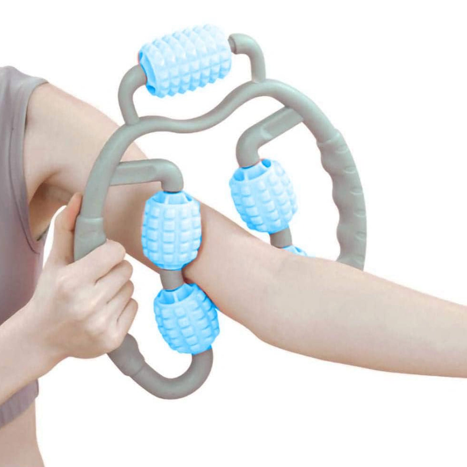 Wukusy Muscle Massage Roller with five wheels for leg muscle relief, made of elastic PP, drop-shaped for home use.
