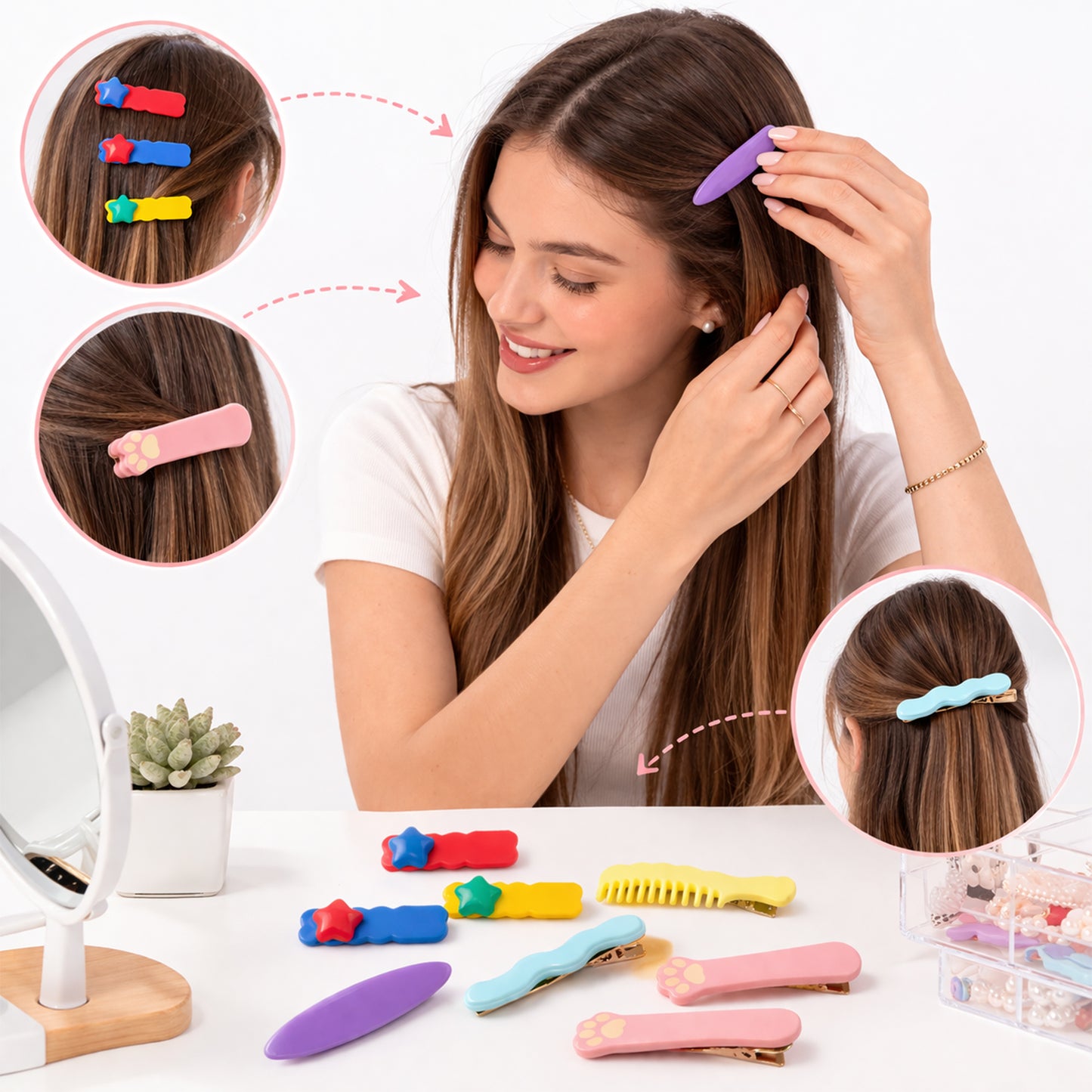 Cute Stylish Design Hair Clips Set (1 Set Mix Design)