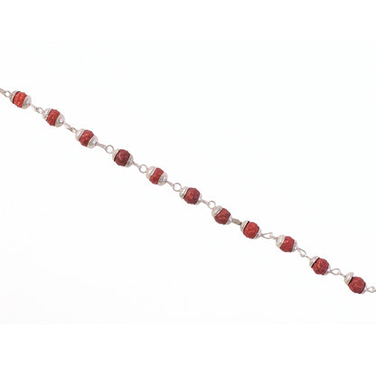 Rudraksha Bead Bracelet Rakhi Silver-plated Cap Beads Rakhi For Brother (1 Pc)