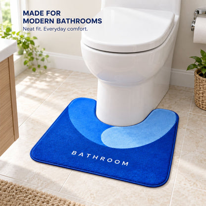 Wukusy U shape toilet contour mat in absorbent, anti-skid material, 40x50 cm, placed around a toilet for comfort and safety.