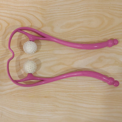 Manual Pink Neck Shoulder Massager With Spiky Ball For Pain Relief (1 Pc)