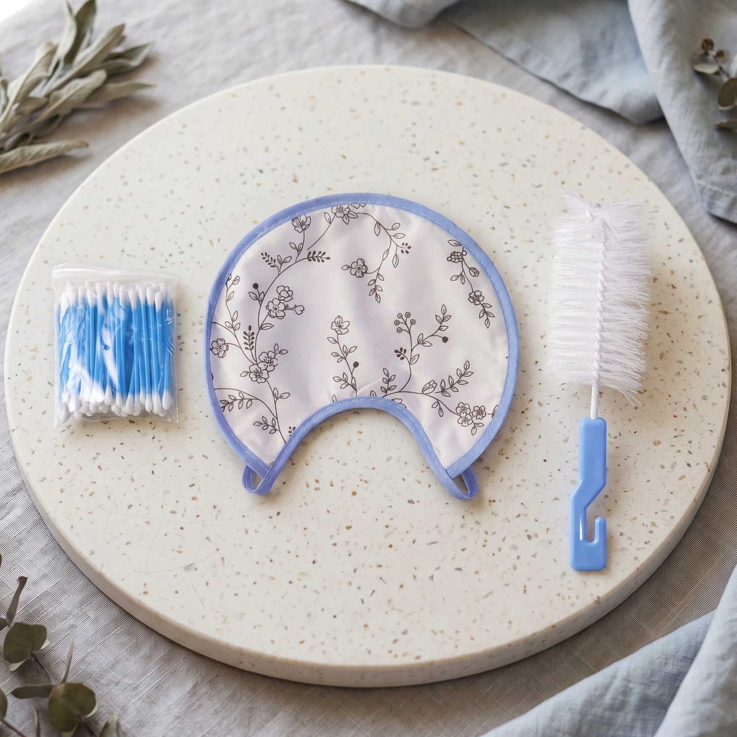 Plastic Baby Feeding Bottle Set With Bib Brush And Cotton Buds (1 Set)