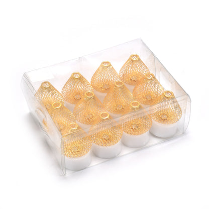 Set of 12 Wukusy flameless LED acrylic tea light candles for home decor, creating a warm, smoky-free ambiance for birthdays and festivals.