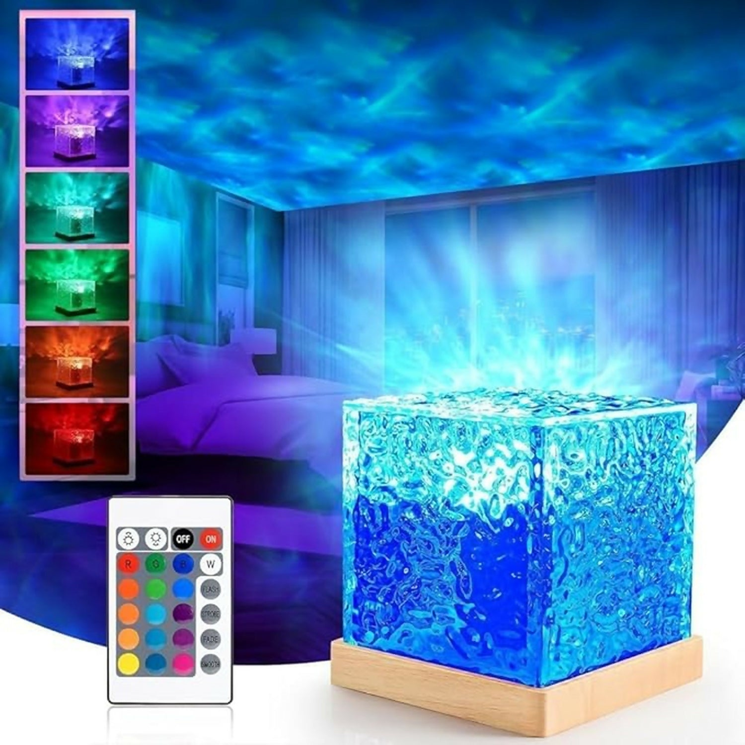 Crystal Cube LED Night Lamp with Remote RGB Color Changing Light
