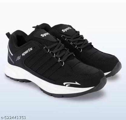 Black men's sports shoes by Drpshippr featuring athletic design and breathable material for sports and outdoor activities.