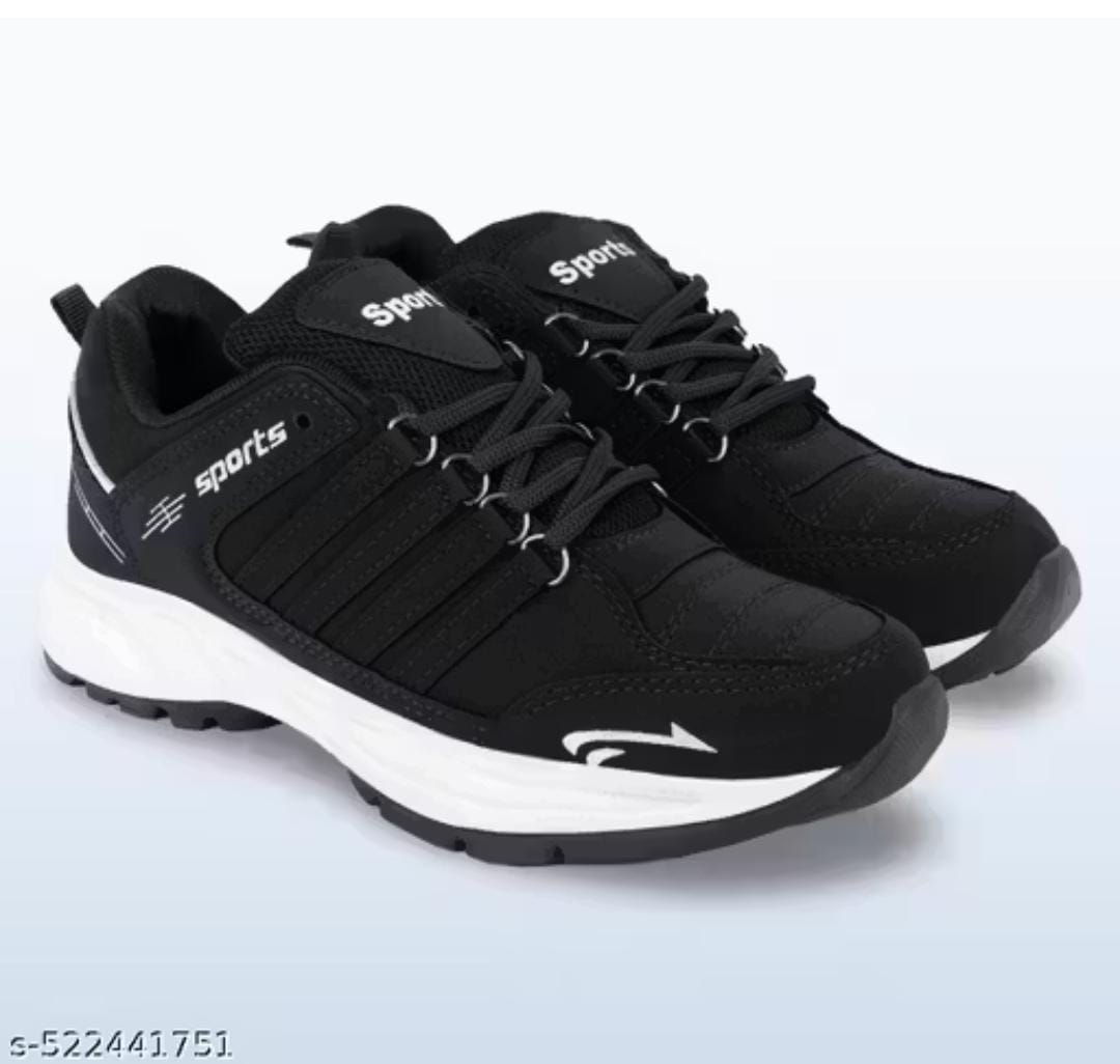 Black men's sports shoes by Drpshippr featuring breathable mesh upper and cushioned sole for outdoor sports activities.