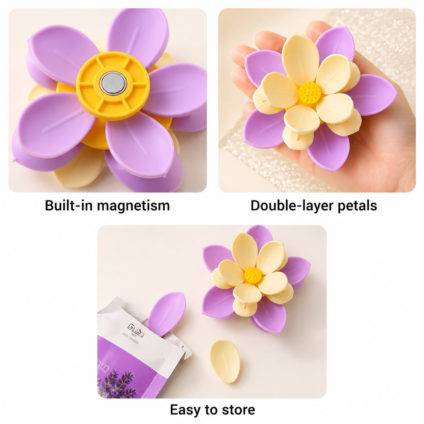 Double Layer Plastic Flower Food Bag Sealing Clips For Kitchen Storage (10 Pcs)