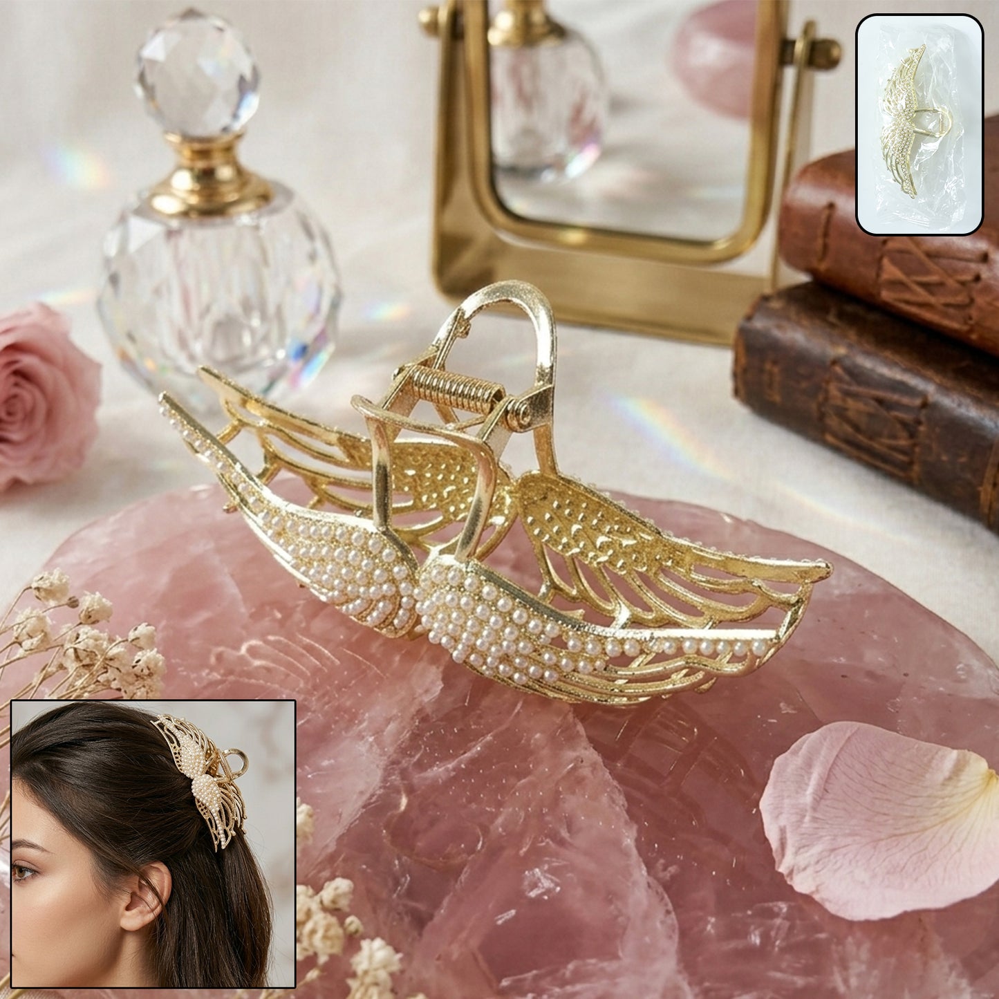 Premium Pearl Studded Elegant Hair Claw Clip For Women (1 Pc)