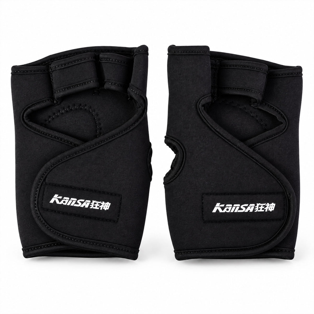 Wukusy half finger gym gloves with padded palms for weight lifting and training, showing the gloves on a neutral background.