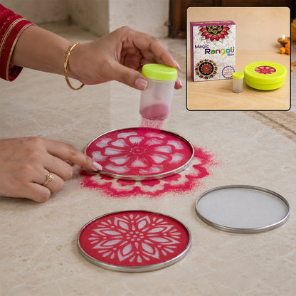 Magic Rangoli Maker Set With Stencils For Festival And Home Decoration (1 Set)