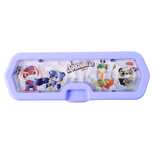 Wukusy cartoon character plastic pencil box with built-in maze puzzle game, perfect for office or school use