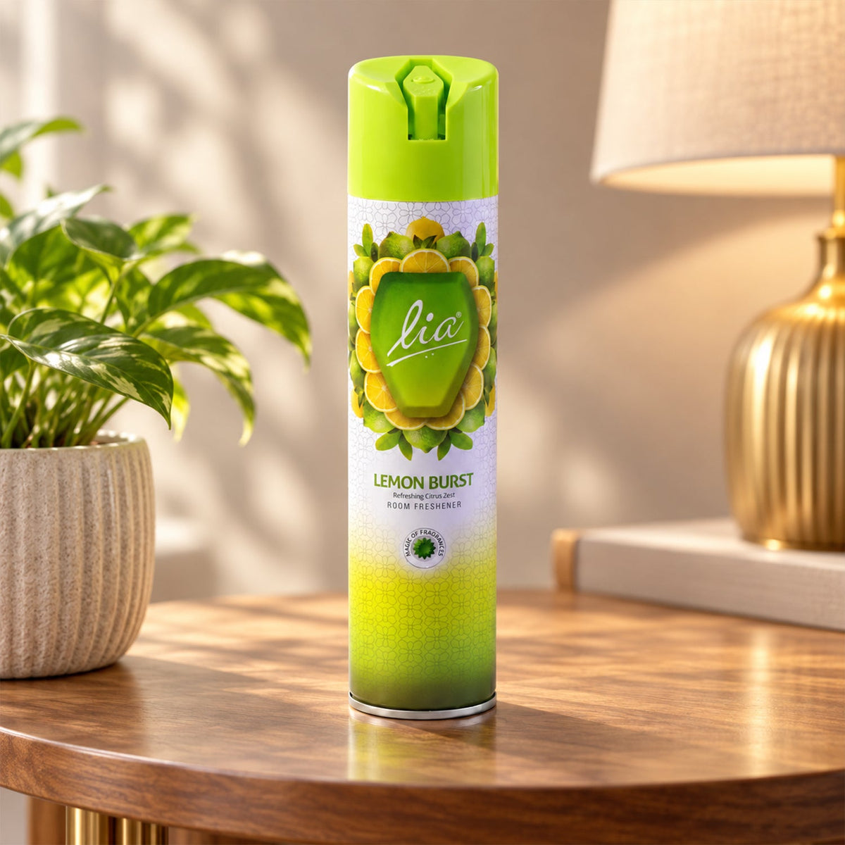 Wukusy Lemon Burst room freshener aerosol spray, 224 ml can for home and office use