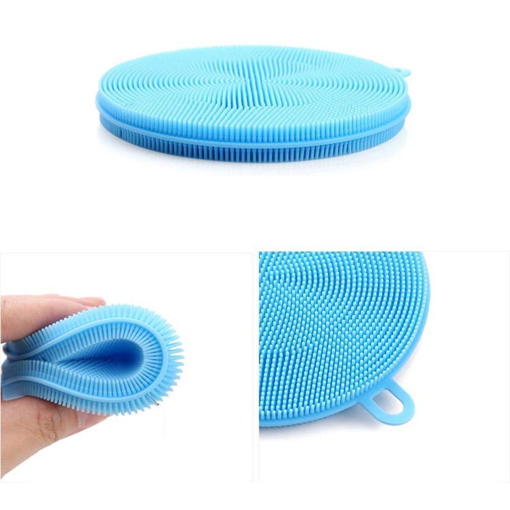 Wukusy silicone dish scrubber sponge, mildew-free, heat-resistant, non-stick, ideal for cleaning dishes and kitchen surfaces